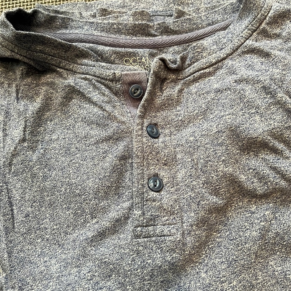 Ocean + Coast Heather Blue short sleeve Henley 3XLT in EUC